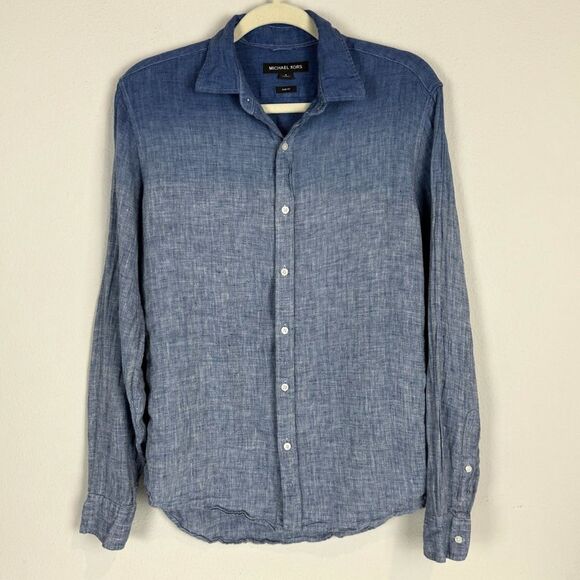 Michael Kors Ombré Blue Linen Shirt S - Picture 1 of 8